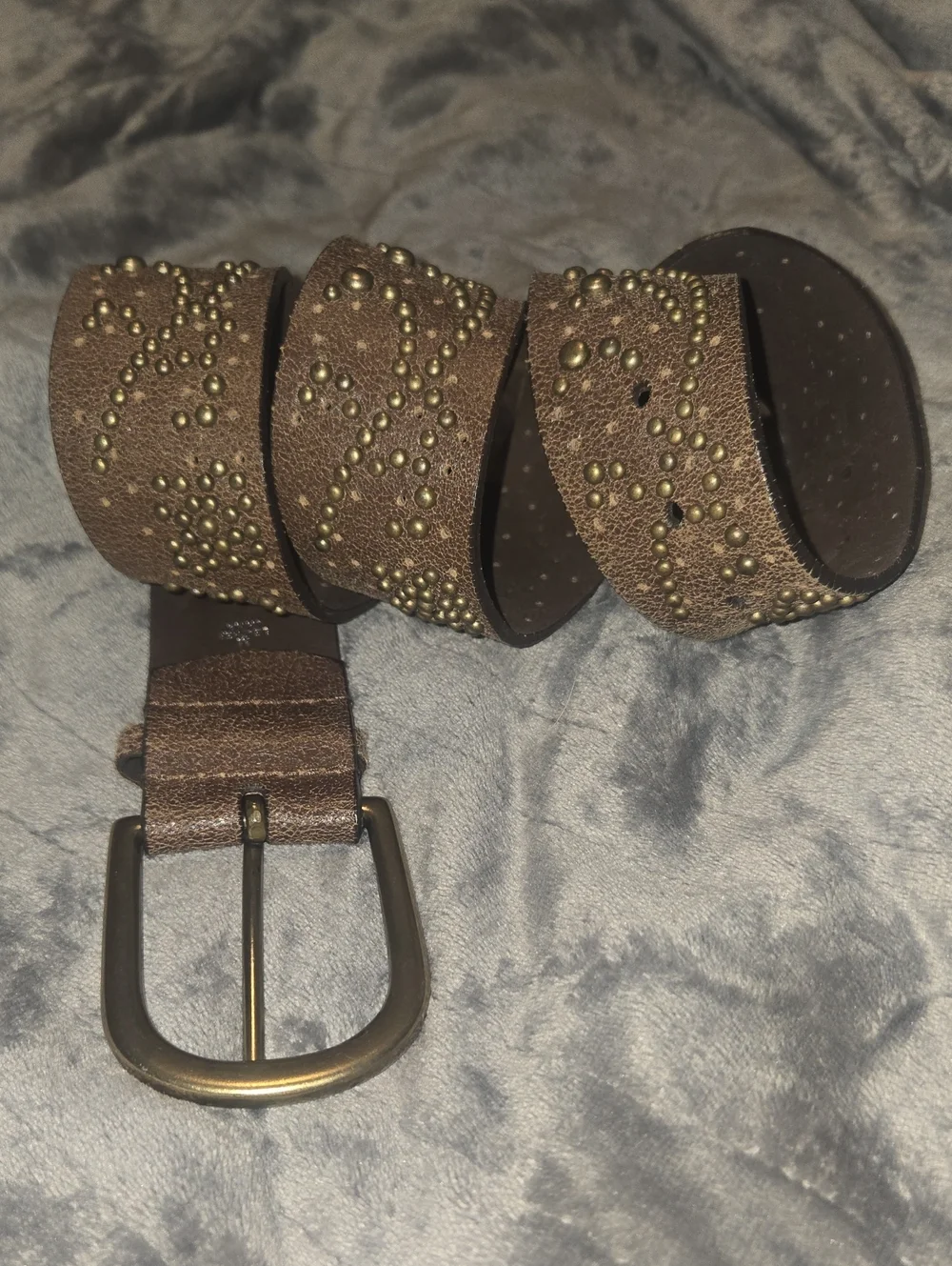 Express-Vintage Leather Studded Belt-Size Medium